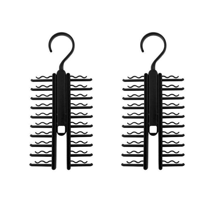 1/2pc 20-Hook Adjustable Tie Storage Rack Rotatable Necktie Tie Hanger Home Wardrobe Organizer for Belts Scarves Tie Clamp