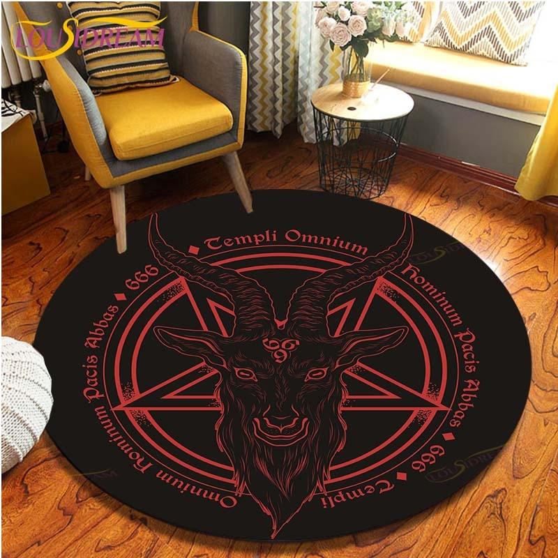 Satan Skull 3D Print Waterproof and Non-slip Circle Cute Floor Rug Round Area Rugs Living Room Children Chair Tent Carpets