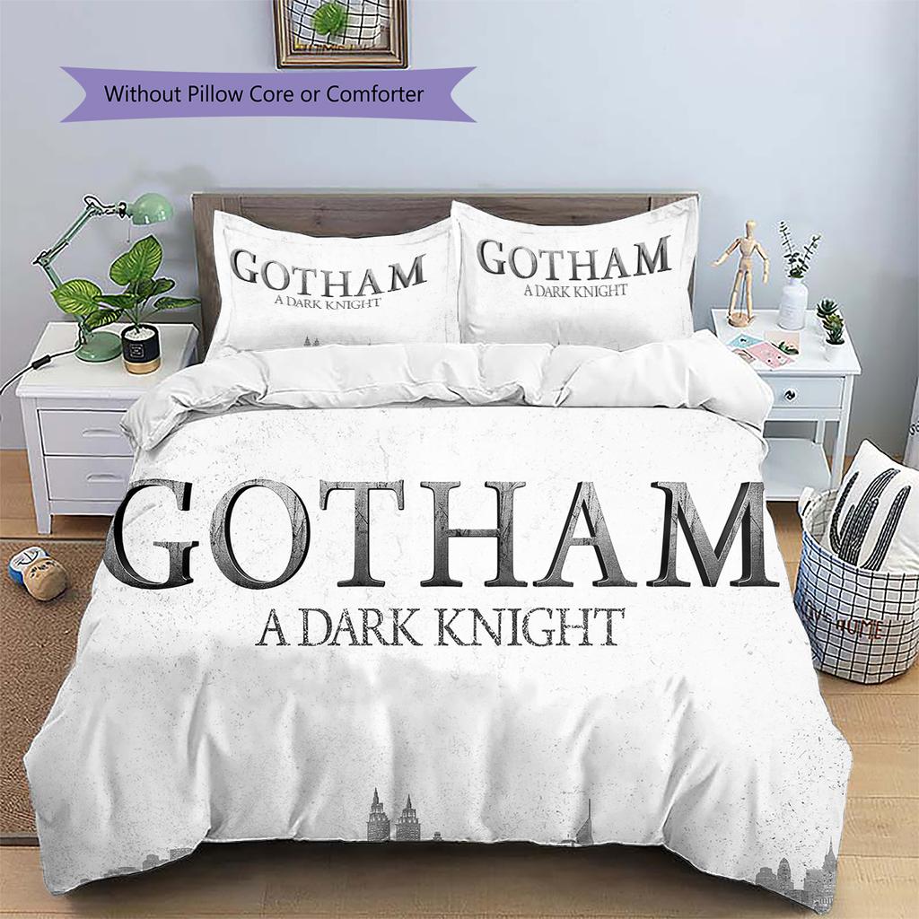 Gotham Dark Style Printed Bedding Set Duvet Cover Pillowcase No Filler, Soft Home Bedroom Decor, Perfect Gift for Fans.chl
