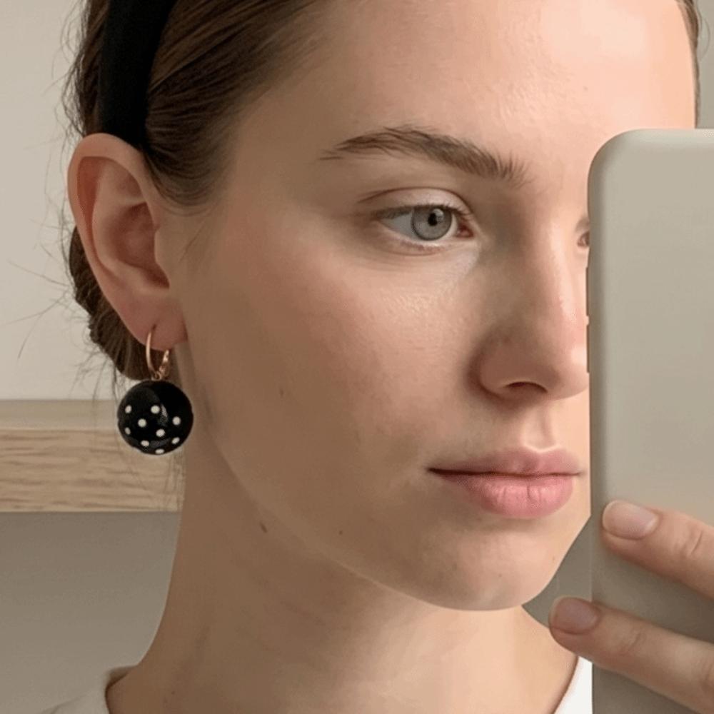 Zinc Zinc Alloy Polka Dot Earrings Black White Dangle Earrings Retro Round Ball Ear Buckles Daily Wear