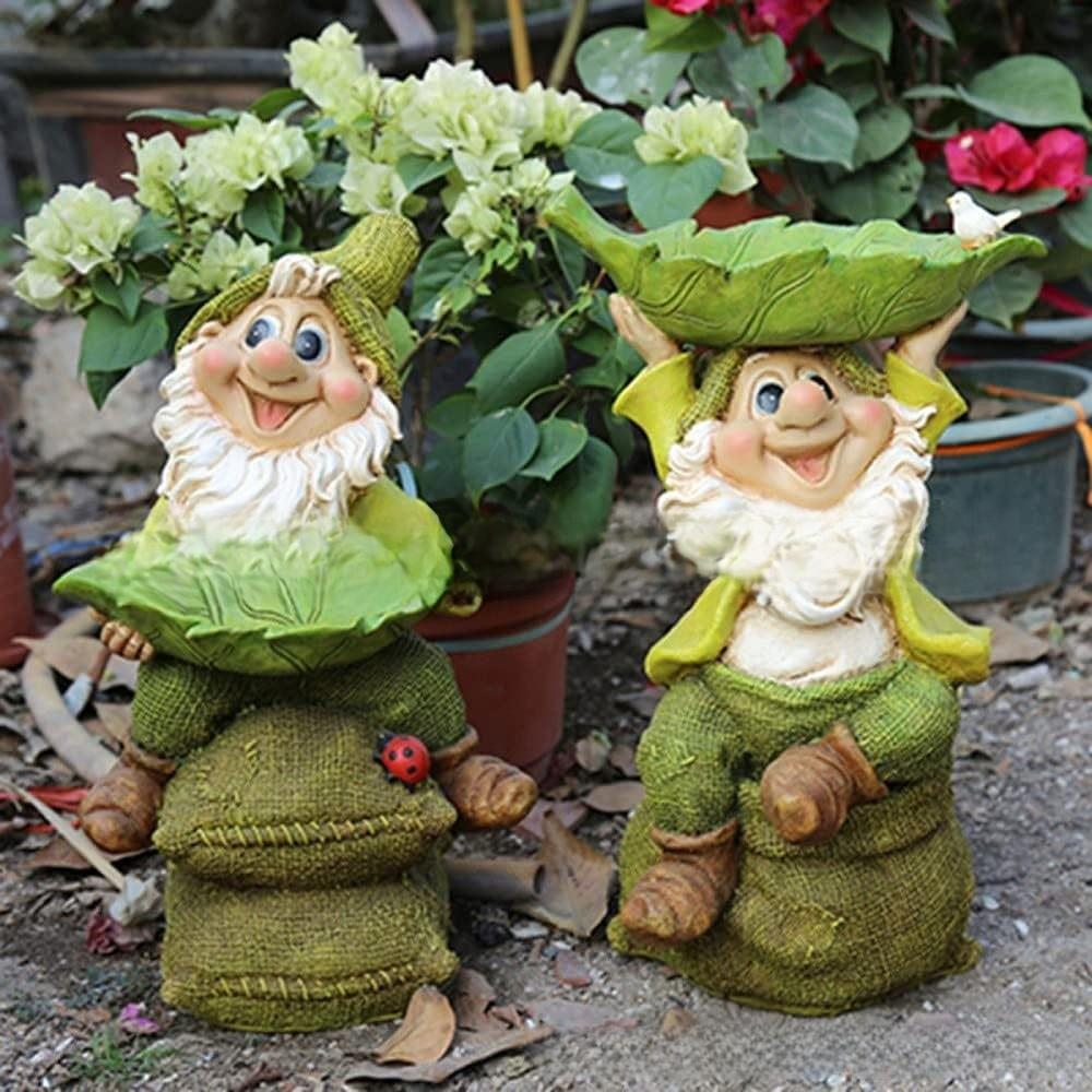 Playful Gnome Bird Feeder Beautiful Outdoor Ornament Great For Garden Landscaping