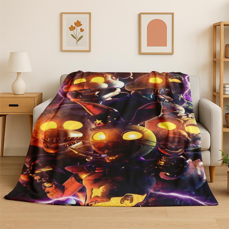 Classic F-FNAF Horror Game Freddy Flannel Blanket Soft Warm Throw Blanket for Bedroom Living Room Bed Travel Camping Picnic