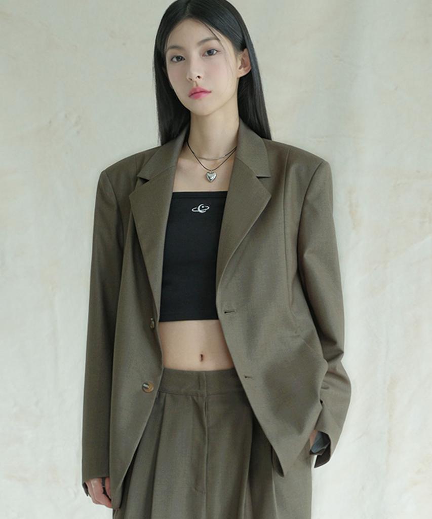 Avandress Curved Two-Button Blazer Black