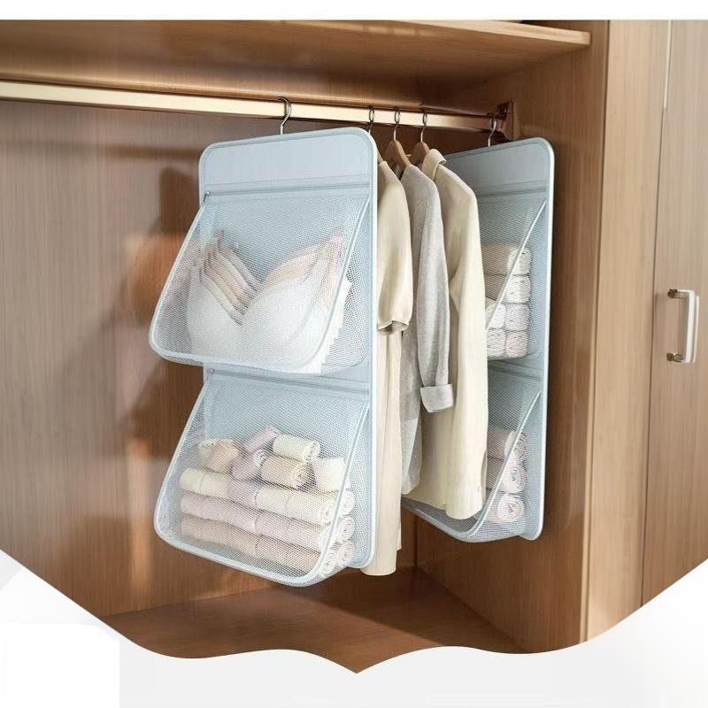 Hanging Mesh Closet Organizer 1/2/3 Tier Breathable Pockets For Storing Underwear Socks And Small Accessories