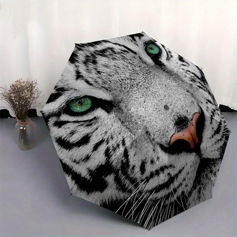 "White Tiger Face: A Majestic Wildlife Artwork for Your Space"Umbrella, Portable 3-Fold Compact Umbrella for Men & Women ES16