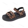 Fashion Leopard Print Women Sandals 2025 Summer New Casual Shoes Women Fashion Outdoor Beach Shoes Thick Sole Sandals Sandalias De Mujer