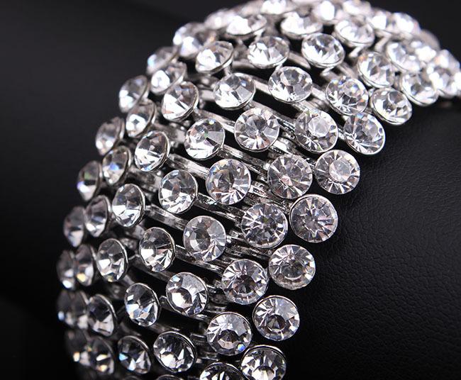 Exaggerated, Super Flash Full Diamond Metal Elastic Wide Bracelet Bracelet Female Big-Name Jewelry