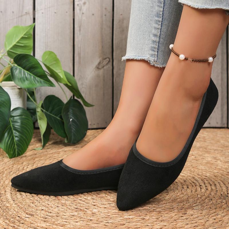 2026 Spring and Autumn New Fashion Pointed Large Flat Bottom Women's Shoes Versatile Shallow Mouth Simple Casual Shoes
