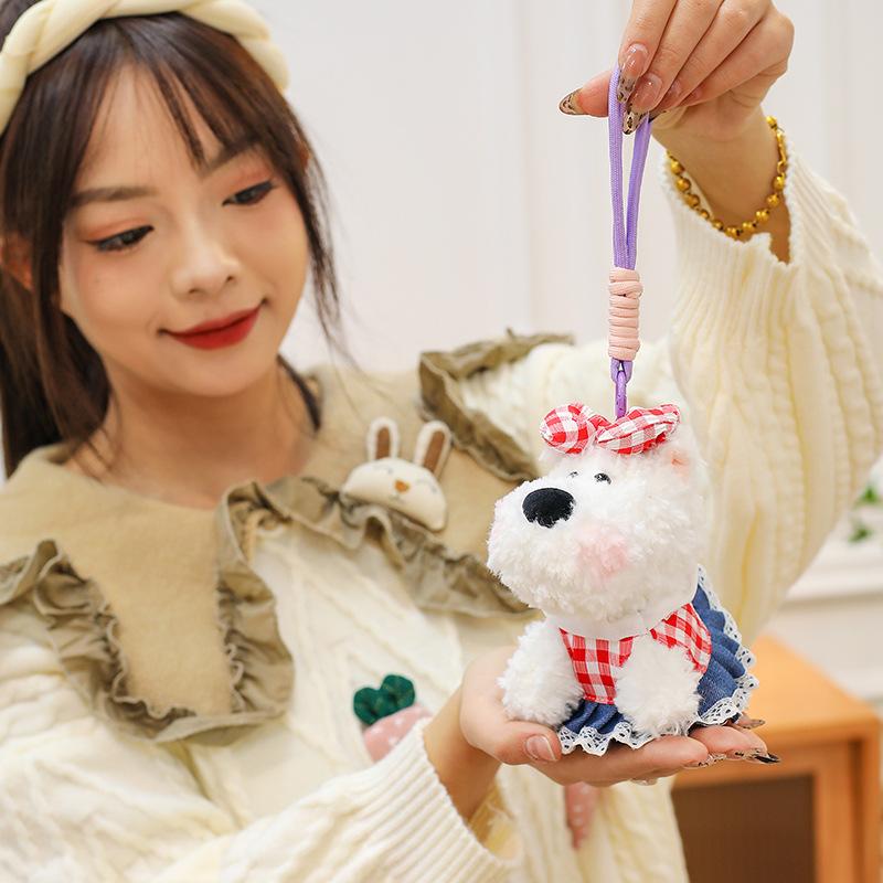 ins West Highland Dog Plush Toy Pendant Bow Puppy Girl Heart Bag Keychain Pendant
