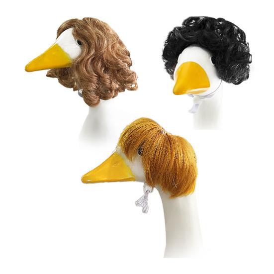3 Pcs Porch Goose Braid Wig Outdoor Goose Statues Outfit Accessories