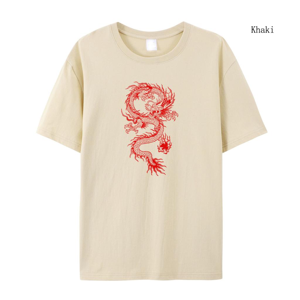 Women Summer Short Sleeved T-shirt  Red Dragon Hoody Oversize Loose Short Sleeved  Autumn  T-shirt Fashion Casual Clothing