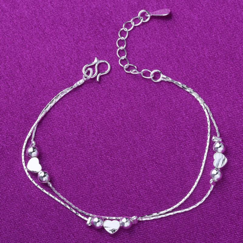 Silver Multi-layer Beaded Bracelet for Women - Fashionable Korean Style, Perfect Small Accessory or Gift