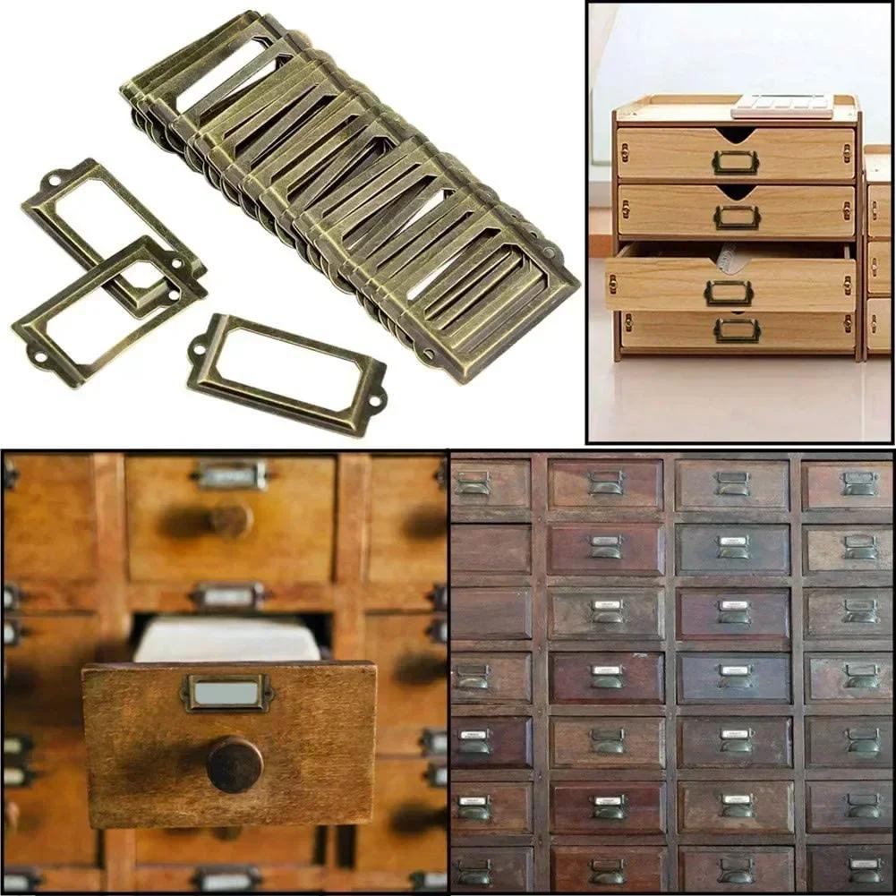 Set Of 30 Metal Drawer Tag Holders In Antique Bronze For Organizing Cabinets Filing Cabinets Wine Cellars Jewelry Boxes
