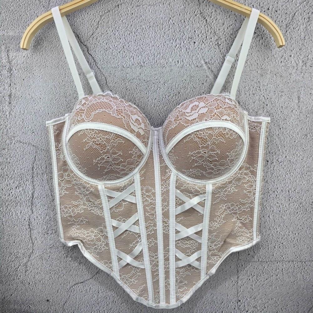 Fishbone Lace Corset Bottoming Shirt Girl's Suspender Vest Chic Slim Lace Crop Top Lady
