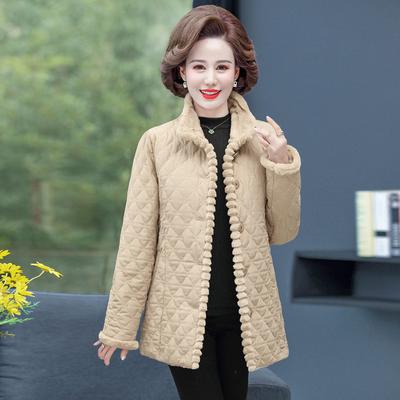 Women's Plus Size Warm Casual Jacket Short Warm Jacket Winter Lining Thickened Jacket Stand-up Collar Button Jacket
