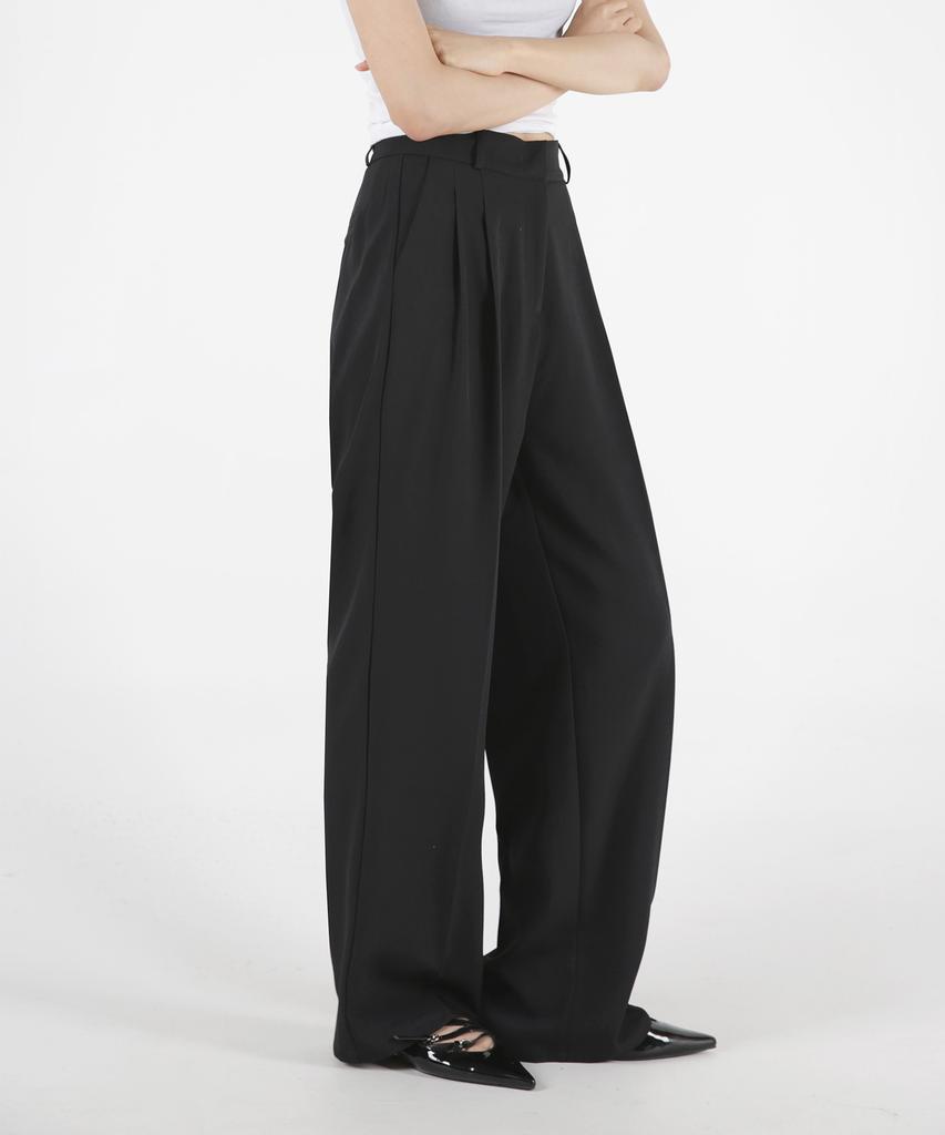 Eum Women'S Triple-Height Fitted Wide Straight Back Elastic Waist Slacks 5 Colors (C Type)