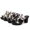 Women's Large Size Summer Clip On High Thick Heel Slippers Casual Waterproof Platform Fish Mouth Sandals 35-40
