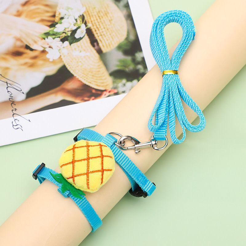 Cartoon Fruit Harness Rabbit Cat Harness And Leash Set Adjustable Pet Harnesses For Small Animals Outdoor Walking Traction Rope