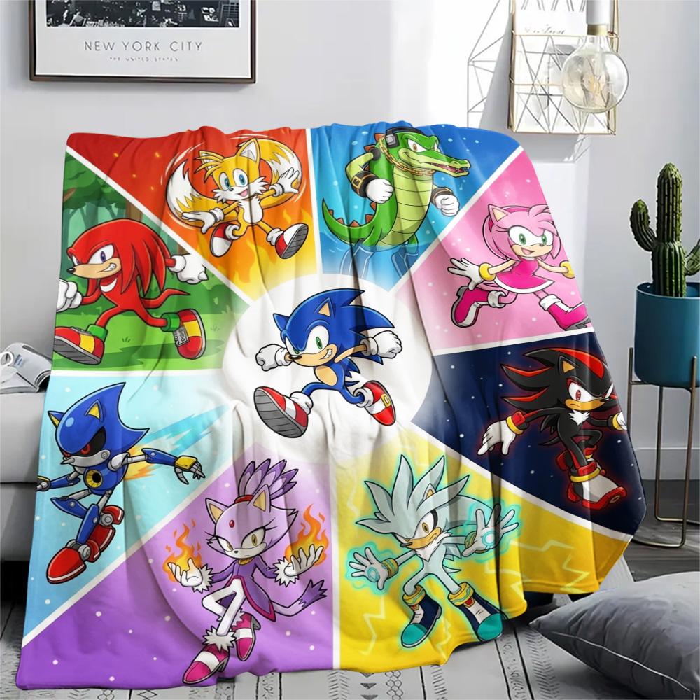 Hedgehog Sonic Warm Print Style Flannel Blanket Comfortable for Home Bedroom Outdoor Picnic.-TING