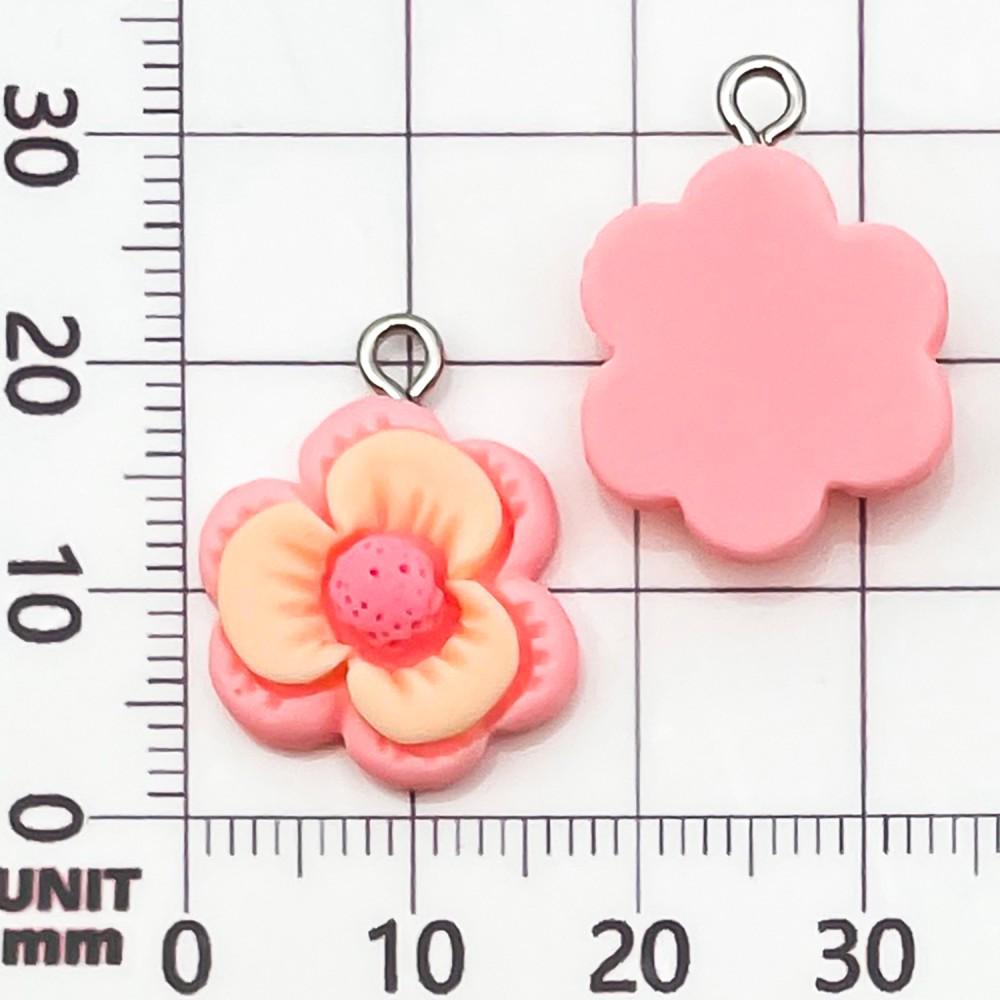 30-Piece Set: Pink Resin Sunflower & Rose Flower Pendants for DIY Jewelry