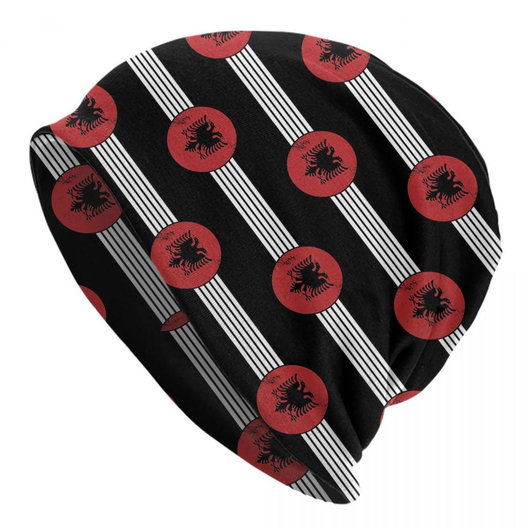 Custom Albania Flag Stripe Bonnet Hat Knitted Hat Fashion Unisex Adult Winter Warm Skullies Beanies Caps