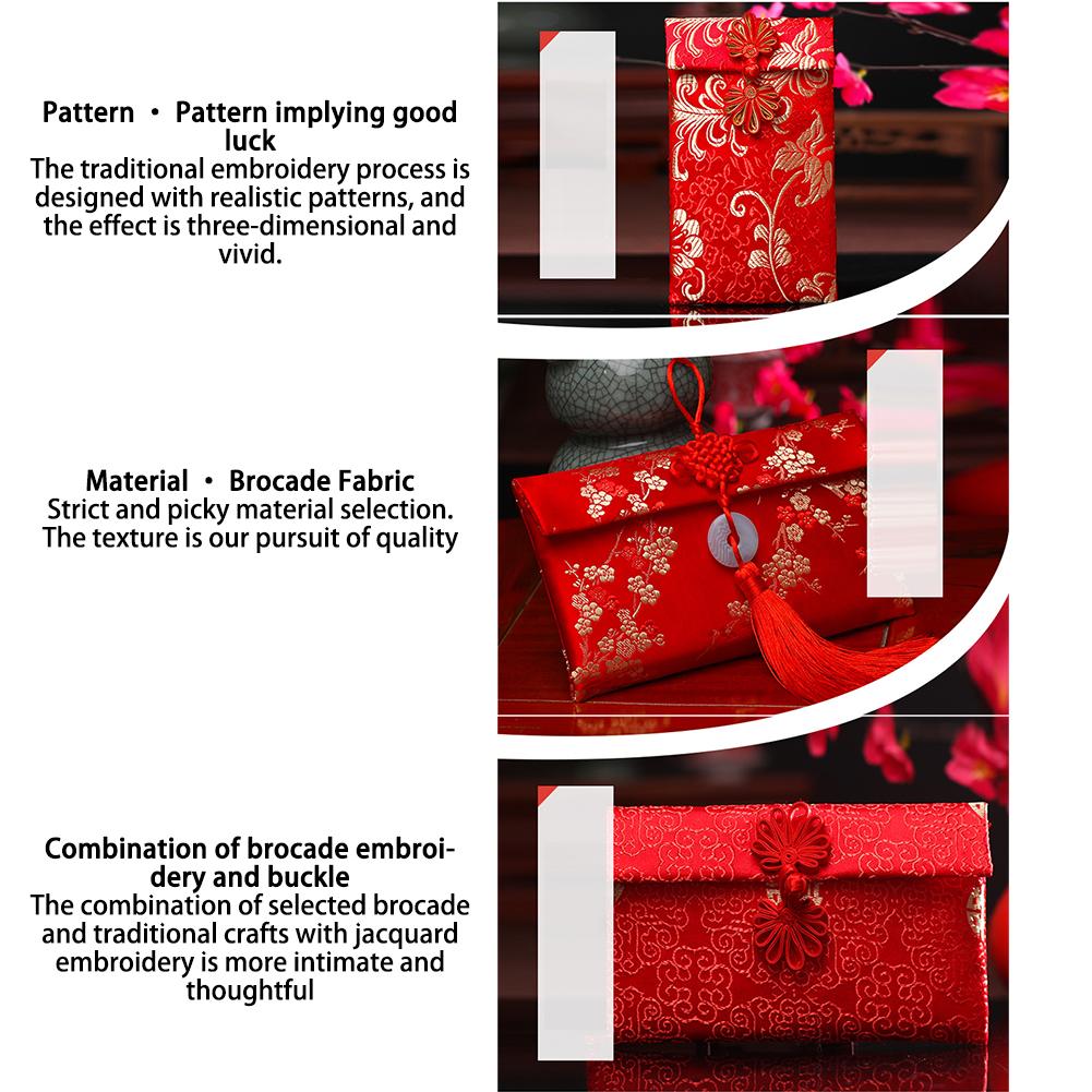 Chinese Brocade Red Envelope Bag Spring Festival Luck Red Packets Bag 2026 New Year Decoration For Chinese Wedding Birthday