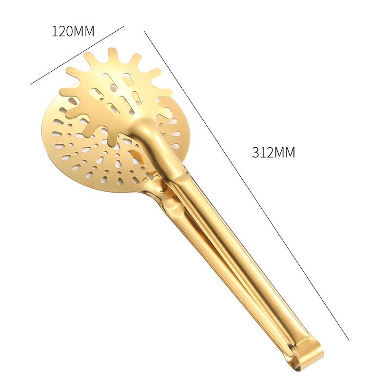 

Золотистая сетчатая ложка-щипцы из нержавеющей стали для еды, дуршлаг для жарки масла, щипцы для стейка, барбекю, ложка-фильтр, дуршлаг, кухонная утварь