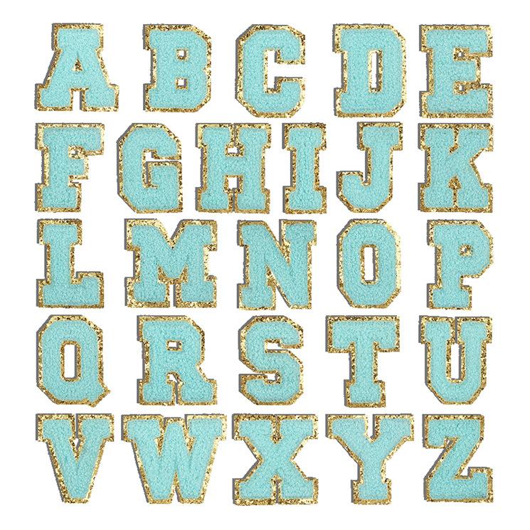 6Cm English Letter Towel Embroidery Patch Sticker Purple Letter Computer Embroidery Label Ironing Embroidery Chapter