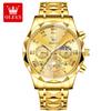 OLEVS 2709  Luxury  Hollow Skeleton Bands Best-selling Styles Oem Custom Logo Stainless Steel Chronograph Quartz Watch for Man