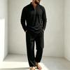 Men's Linen Two Piece Set Long Sleeve Shirt and Pants Casual Loose Fit Outfit