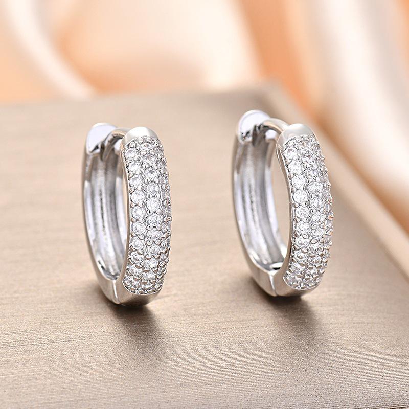 High-End French Retro Zirconia Crystal Diamond Circle Earrings