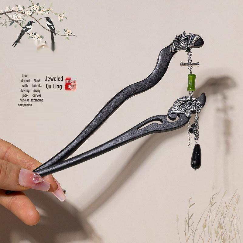 Chinese Wooden Tassel Hairpin for Hanfu - Ancient Style Hair Ornament and Gift for Women