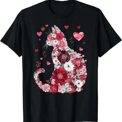 Happy Meowentine's Day Funny Girls Cat Valentines Women T Shirt