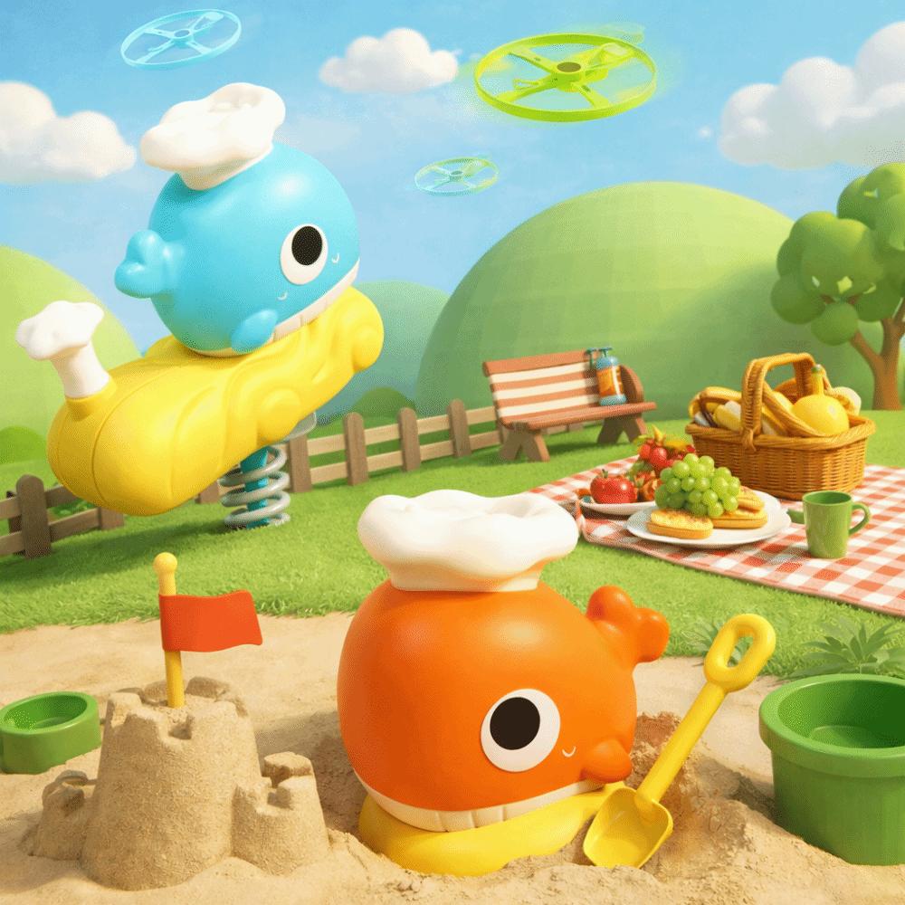 Foot Launcher Whale Jet Propulsion Toy Soaring Propeller Flying disc launcher  Children Toy
