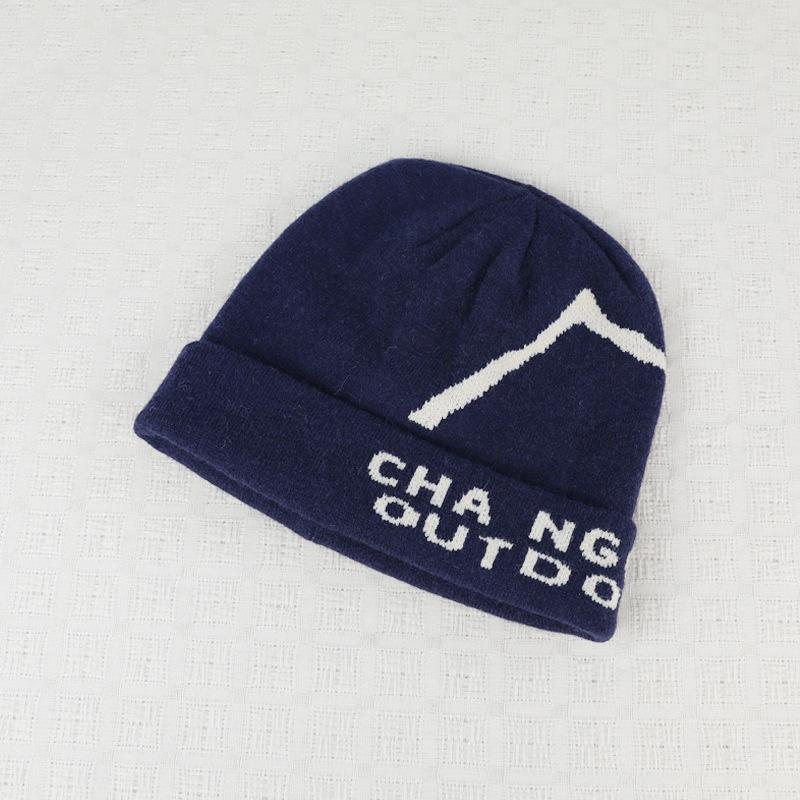 Letter Knitted Wool Hat Winter Outdoor Cycling Mountaineering Warm Pullover Cap for Women