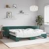 VidaXL Daybed and Trundle Bed and Mattress Dark Green 100x200 Cm Velvet 3197804