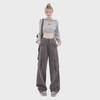 2024 Hong Kong-Style High-Waisted Slim Retro Overalls with Cuffed Design - Loose Fit Straight Pants for Spring and Fall