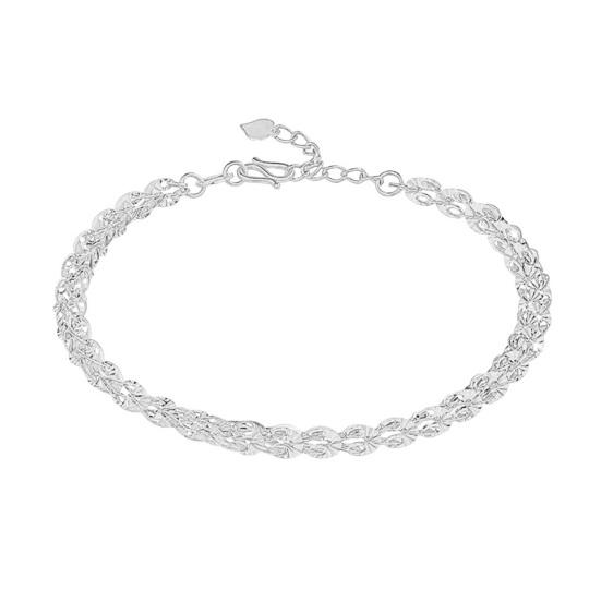 Women Bracelet Hollow Out Adjustable Length Retro Style Silver Plated Anti-rust Prom Daily Dating Wrist Chain Lady Jewelry Birthday Present