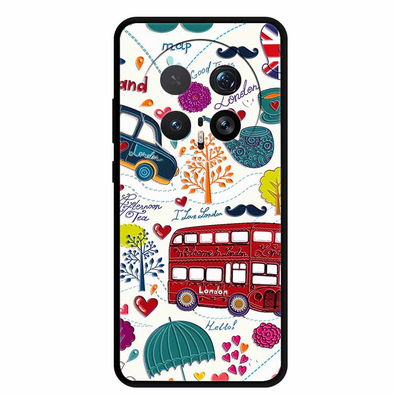 6.71" For Honor Magic8 Pro 5G Case 3D Emboss Relief Flower Black Silicone Soft Back Cover Case For Honor Magic 8 Pro Case Shells