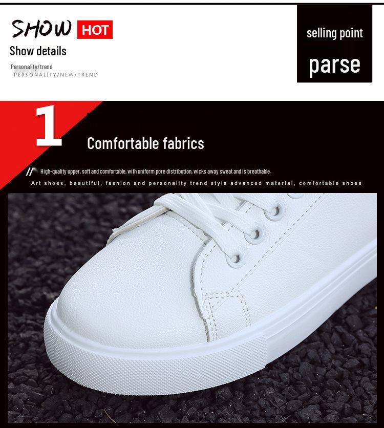 2025 Spring/Autumn Women's White Leather Fashion Sneakers: Versatile Flat Shoes