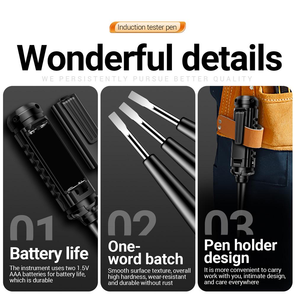 B15 AC25-250V Flat-head Three-color Light Multi-function Detection Tester Pen Voltage Electrician Screwdriver Testing Tools