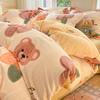 Verdicktes Milchfleece Vierteiliges Set Mädchenherz Korallenfleece Bettlaken Bettbezug Bettwäsche Fleece Bettbezug