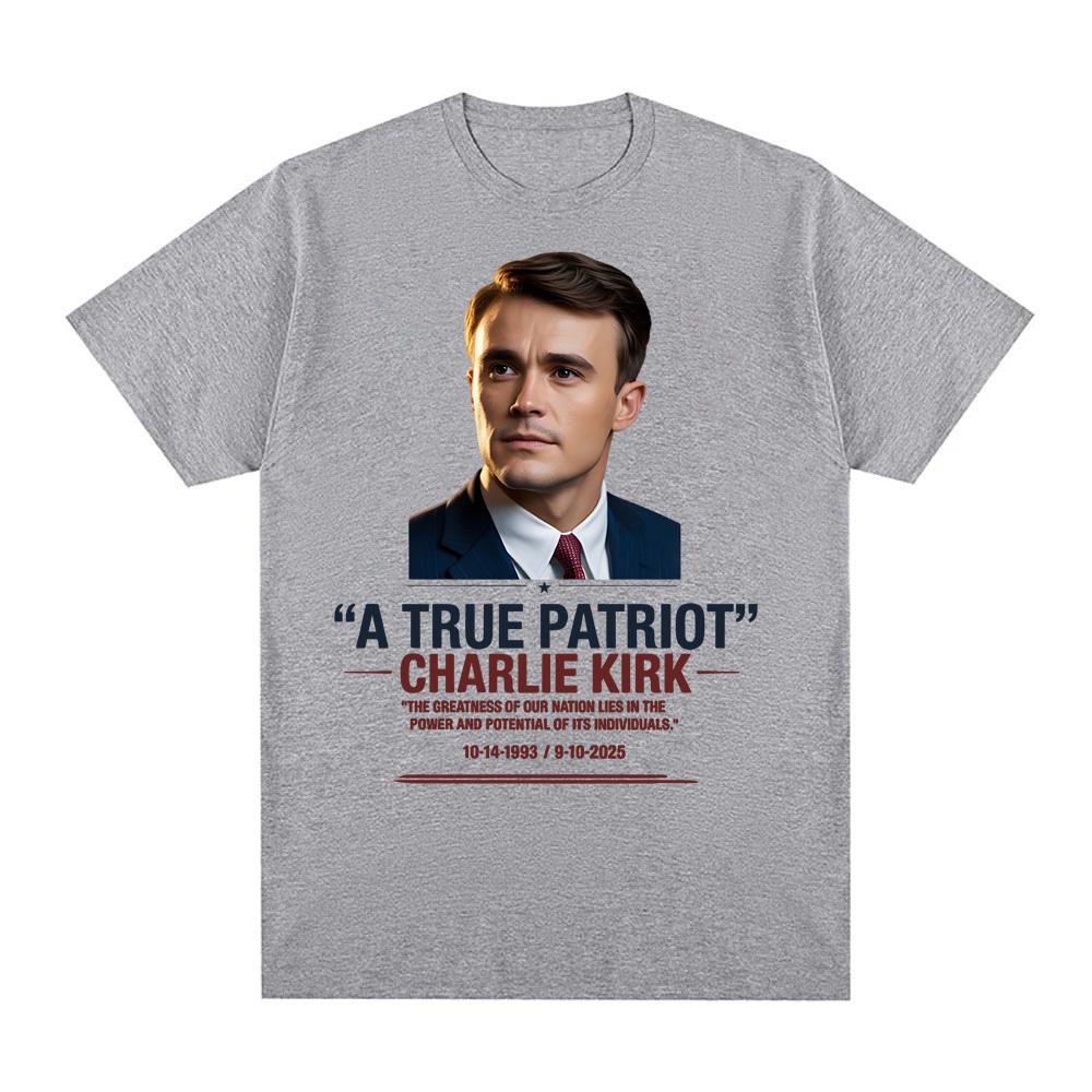 T-SHIRT "UN VRAI PATRIOTE" CHARLIE KIRK Unisexe T-shirt d'été Manches Femmes/hommes Décontracté T-shirt 100% coton Col rond T-shirts confortables