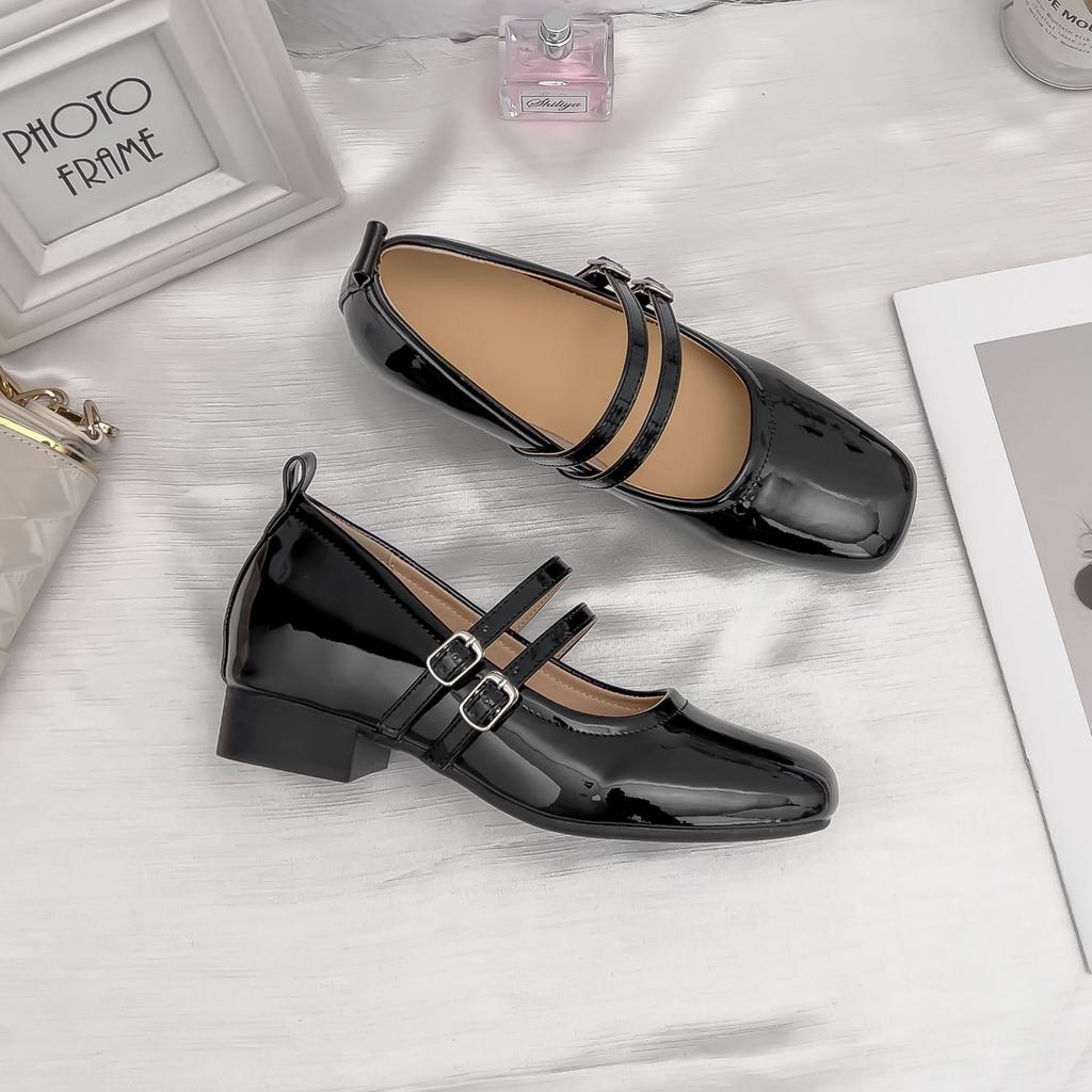 2025 spring and summer new Mary Jane thick heel single shoes small inner height increase soft sole not tired feet temperament fashion women's shoes