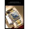 POEDAGAR Luxury Man Square Quartz Watch Waterproof Luminous Stainless Steel Watches Male Reloj+box