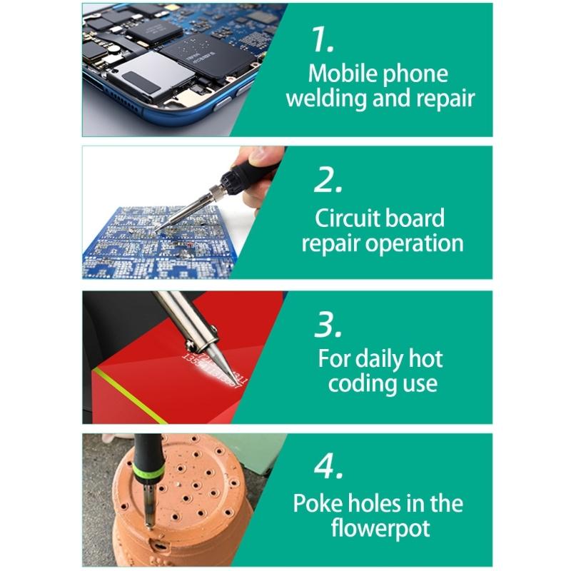 80W Soldering Iron Soldering Tool Adjustable Temperature Accessories Available Home Electronics Repair 200-500℃