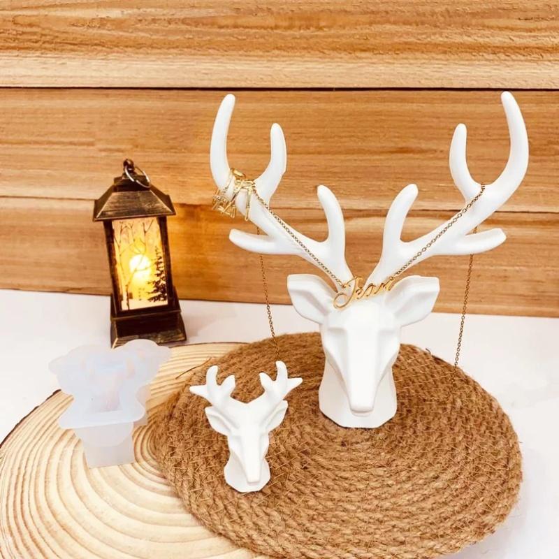 2 Pieces of Deer Antlers Ornament Silicone Mold DIY Gypsum Jewelry Storage Pendant Decoration Resin Mold Home Handicraft Casting