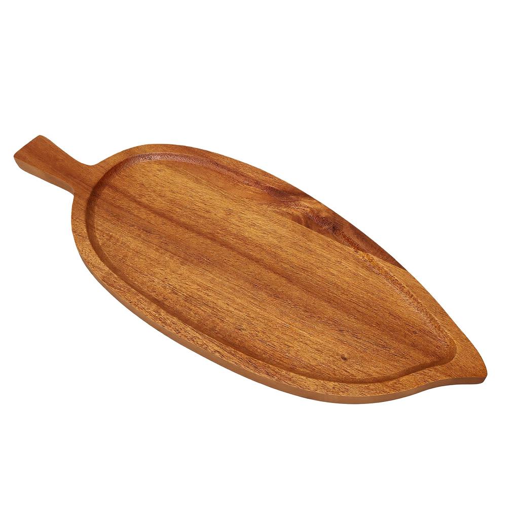 Acacia Wood Serving Tray Leaf Shaped Serving Board Sturdy Pallet Tray Wooden Food Plate for Sushi Snacks Cheese Dessert