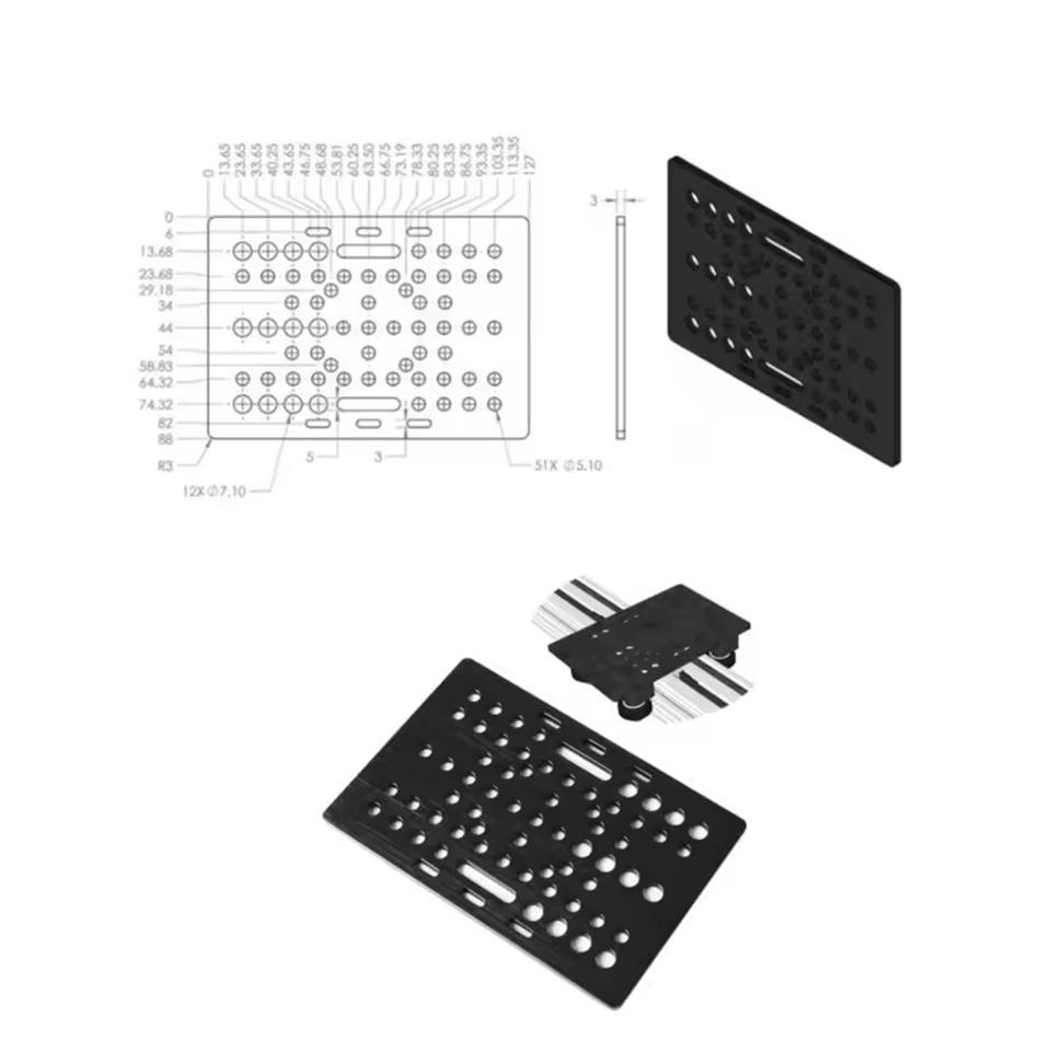 3D Printer Parts 20-80mm V-Slot Gantry Plate Set With 6 Wheels for Black Aluminium V-Slot Solid V POM Kit for CNC Machine Parts