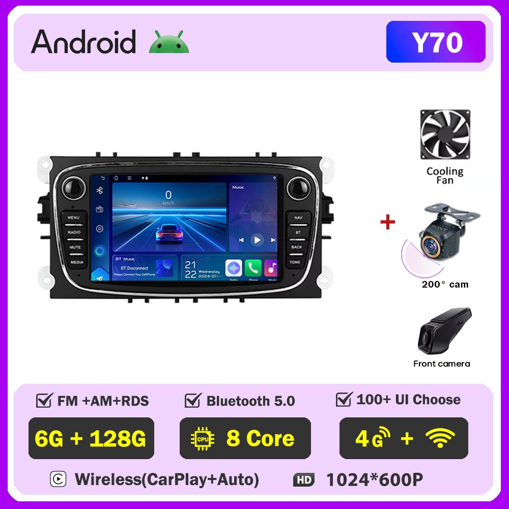 2 Din Autoradio Car Multimedia Video Radio Player For Ford Focus Mondeo C-MAX S-MAX Galaxy II Kuga 3 Android Wifi GPS Navigation